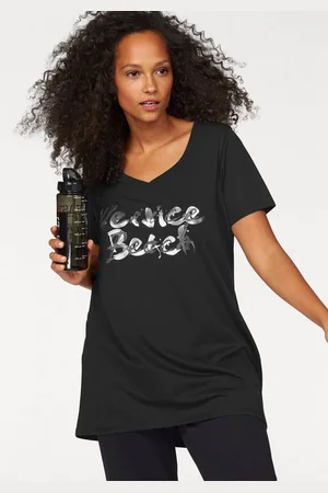 Venice Beach Longshirt Langarm, lockere Passform, mit Logodruck, herzförmiger Ausschnitt
