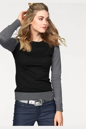 AJC Strickpullover mit konstrastfarbenen Ärmeln und Bündchen