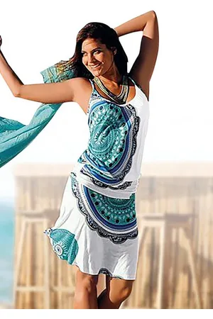 beachtime Strandkleid mit Alloverprint und verstellbaren Trägern, Sommerkleid, Jerseykleid