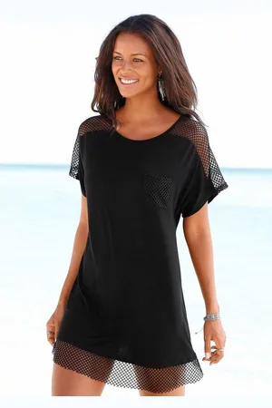 QS by s.Oliver Longshirt mit Mesheinsätzen, Shirtkleid, Strandkleid, lockere Passform