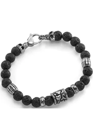 Firetti Armband Schmuck Geschenk Armschmuck Armkette Lavastein Totenkopf, mit Lavastein