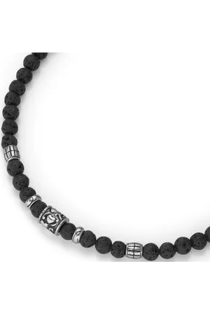 Firetti Kette ohne Anhänger Schmuck Geschenk Totenkopf, teilweise geschwärzt, mit Lavastein
