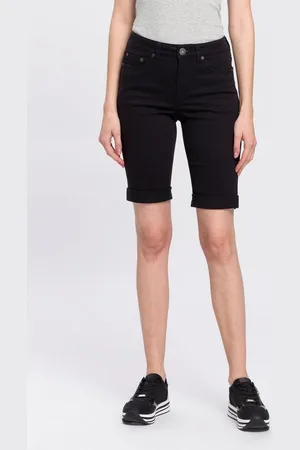 ARIZONA Jeansbermudas schmale Passform, krempelbarer Saum, Usedwaschung, hohe Leibhöhe