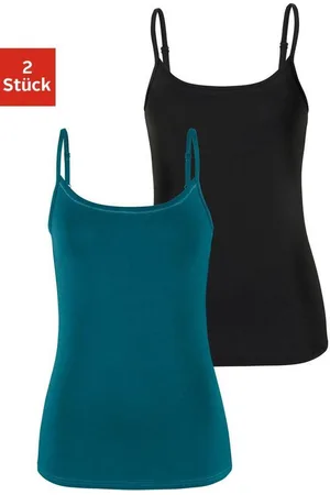 vivance collection Spaghettitop mit verstellbaren Trägern (2er-Pack) aus elastischer Baumwoll-Qualität