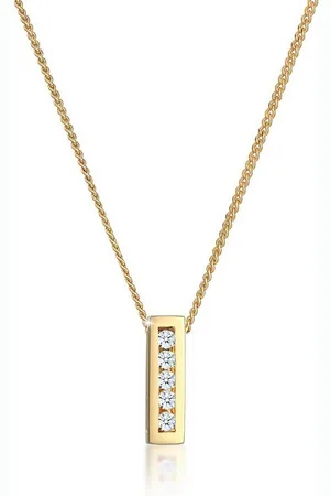 Elli DIAMONDS Collierkettchen Anhänger Diamanten Weiß Brillantschliff (0.075 ct) 585 Gelbgold