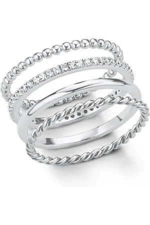 QS by s.Oliver Ring-Set 2015038 (Set, 4-tlg), mit Zirkonia (synth)