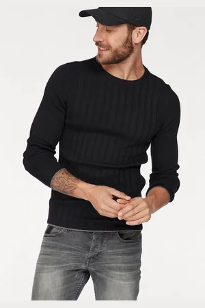 Bruno Banani Rundhalspullover in Rippoptik