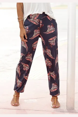 Lascana Strandhose mit Blumendruck und Taschen, Jerseyhose, Sommerhose