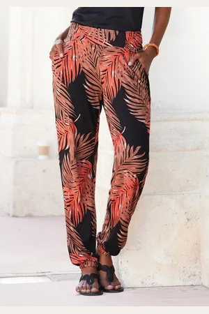 Lascana Strandhose mit Palmenblätterdruck und Taschen, leichte und elastische Jerseyhose