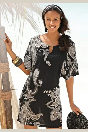 Lascana Jerseykleid mit Zierdetail am Ausschnitt, sommerliches Tunikakleid, Strandkleid