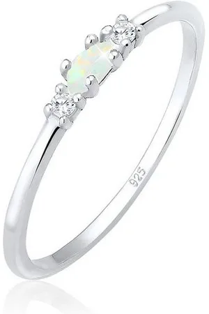 Elli Fingerring Opal Marquise und Zirkonia 925 Sterling Silber