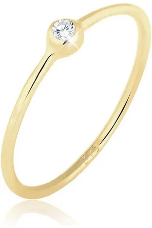 Elli Fingerring Solitär Zirkonia 375er Gelbgold