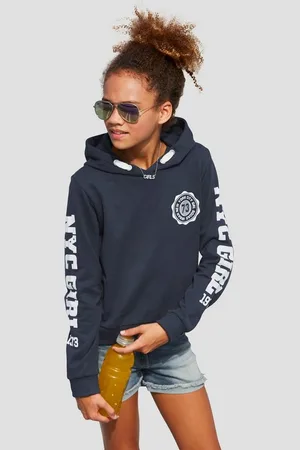 Kidsworld Kapuzensweatshirt Shirt mit Ärmelprint Langarm, mit stylischem Print, mit Kapuze, aus Baumwolle