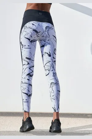 Lascana Leggings White Marble im Marmor-Muster mit Seitenstreifen