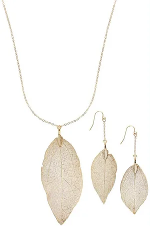 Lascana Schmuckset 3 teiliges Set Halskette und Ohrringe (3-tlg), Schmuck Set mit echten Blättern