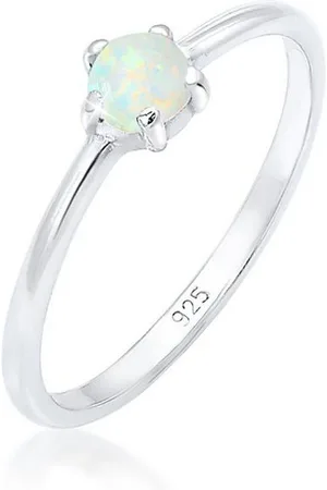 Elli Fingerring Silberring mit synth. Opal rund 925er Silber
