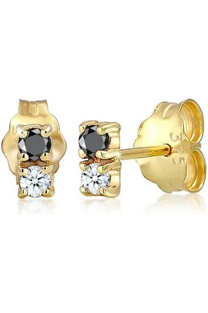 Elli DIAMONDS Paar Ohrstecker Ohrstecker Bi-Color Schwarz Weiß Diamant (0.12 ct) 375 Gold