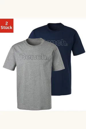 Bench T-Shirt (2-tlg) Shirt mit Logoprint, Basicshirt mit Rundhals aus reiner Baumwolle
