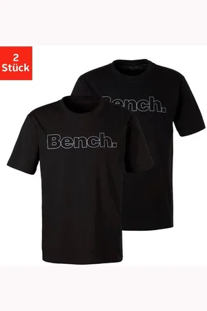 Bench T-Shirt (2-tlg) Shirt mit Logoprint, Basicshirt mit Rundhals aus reiner Baumwolle