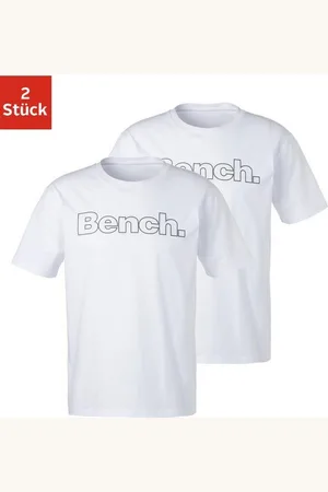 Bench T-Shirt (2-tlg) Shirt mit Logoprint, Basicshirt mit Rundhals aus reiner Baumwolle