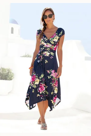 beachtime Sommerkleid mit Zipfelsaum und Schleife in der Taille, Jerseykleid, Strandkleid