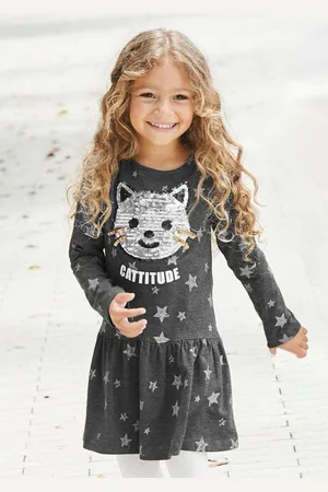 Kidsworld Jerseykleid Kleid mit Pailletten Shirtkleid mit süßer Paillettenapplikation