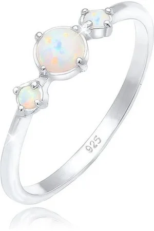 Elli Fingerring Opal Rund Trio Vintage 925er Silber