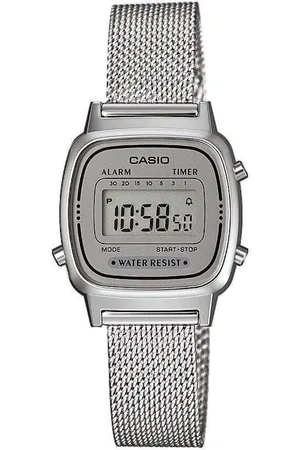 Casio Chronograph LA670WEM-7EF, Quarzuhr, Armbanduhr, Damenuhr, Digitaluhr, Edelstahlarmband, Datum