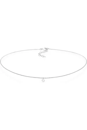 Elli Collier Choker mit Anhänger Mondstein Rund 925 Silber