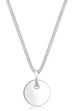 Elli Kette mit Anhänger Panzerkette mit Kreis Rund Plättchen 925 Silber