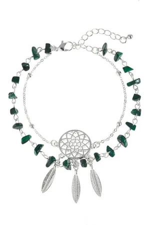 Lascana Fußkette Layer Look mit Traumfänger Anhänger, im Western-Look, 2 reihiges Fußkettchen mit Anhänger