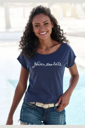 beachtime T-Shirt mit Frontdruck "Never too late" aus weicher Baumwoll-Qualität