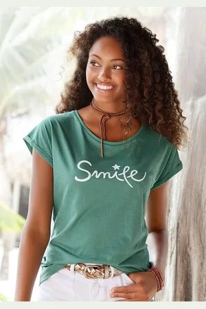 beachtime T-Shirt mit Frontdruck "Smile" aus weicher Baumwoll-Qualität