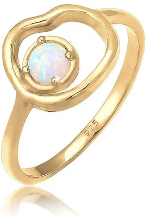 Elli Fingerring Synthetischer Opal Organic Look Zart 925 Silber