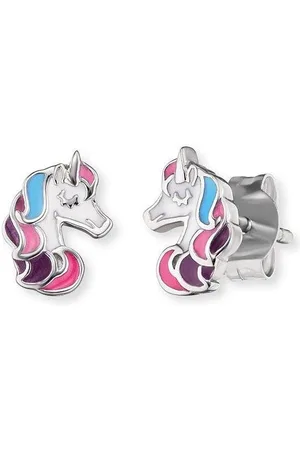 HERZENGEL Paar Ohrstecker Einhorn, HEE-UNICORN01-ST, mit Emaille