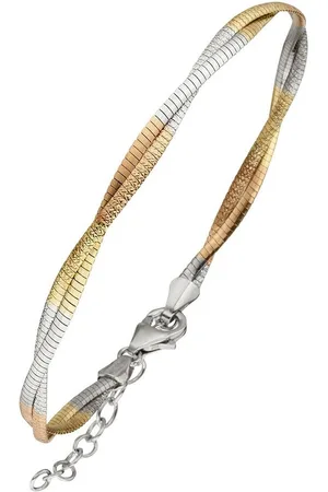 Jobo Armband, 925 Silber tricolor dreifarbig vergoldet
