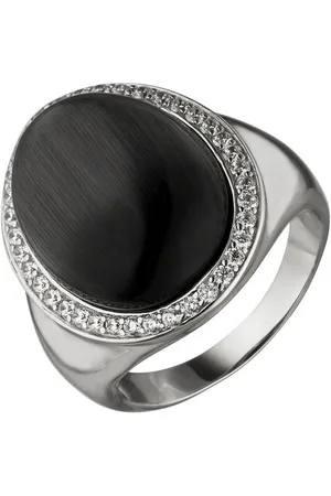 Jobo Fingerring, 925 Silber mit Mondstein-Imitation und 38 Zirkonia