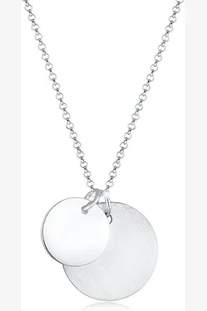 Elli Kette mit Anhänger Duo Erbskette Plättchen Kreis Brushed 925 Silber