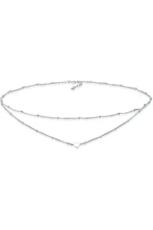 Elli Collier Choker Layer Kugelkette Herz 925 Silber
