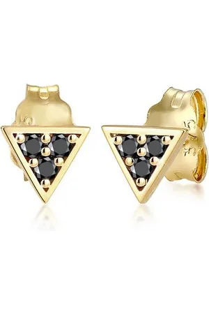 Elli DIAMONDS Paar Ohrstecker Ohrstecker Dreieck Diamant Schwarz (0.09 ct) 375 Gelbgold