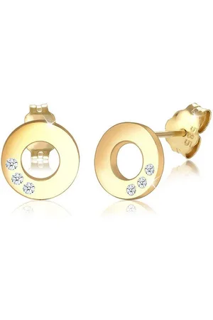 Elli DIAMONDS Paar Ohrstecker Ohrstecker Kreis Diamant Brillantschliff (0.03 ct) 585 Gelbgold