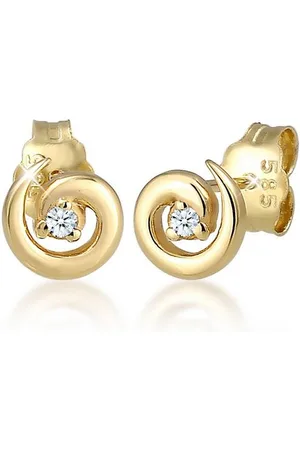 Elli DIAMONDS Paar Ohrstecker Stecker Spirale Diamanten (0.03 ct) 585er Gelbgold