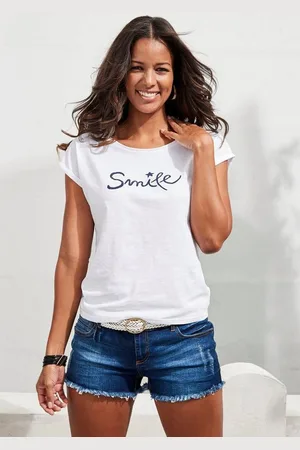 beachtime T-Shirt mit Frontdruck "Smile" aus weicher Baumwoll-Qualität