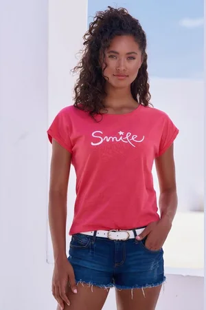 beachtime T-Shirt mit Frontdruck "Smile" aus weicher Baumwoll-Qualität