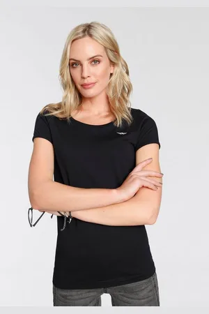 ARIZONA T-Shirt Kurzarm, figurbetont, Basic-Stil, aus Baumwollmischung