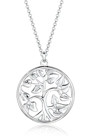 Elli Kette mit Anhänger Tree of Life Lebensbaum Floral 925 Silber