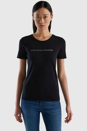 Benetton T-Shirt (1-tlg) mit glitzerndem Druck