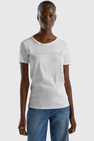 Benetton T-Shirt (1-tlg) mit glitzerndem Druck