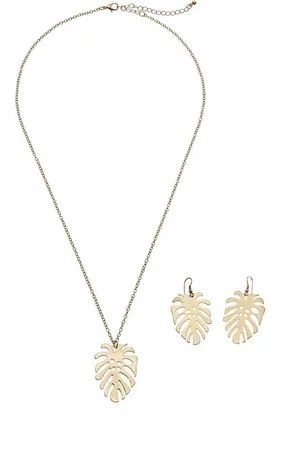 Lascana Schmuckset, Kette und Ohrringe mit Palmenblatt