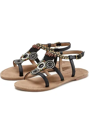 Lascana Sommerschuh Sandale Sandalette, Sommerschuh aus Leder mit Steinchen in Glitzer-Optik